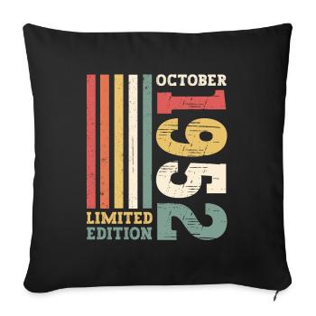 Octobre Né 1952 70e anniversaire Cadeau Cool - Housse de coussin décorative 45 x 45 cm - noir - Devant