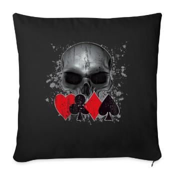 Heavy Metal Punk Poker Skull - Sofa pillowcase 17,3'' x 17,3'' (45 x 45 cm) - black - Front