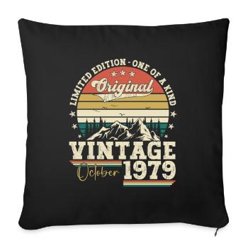 Original Octobre 1979 43ème Anniversaire Cadeau Cool - Housse de coussin décorative 45 x 45 cm - noir - Devant