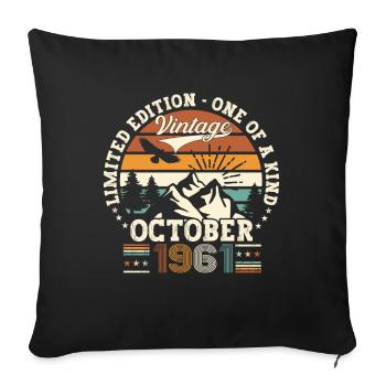 Original October 1961 61st Birthday Gift Cool - Sofa pillowcase 17,3'' x 17,3'' (45 x 45 cm) - black - Front