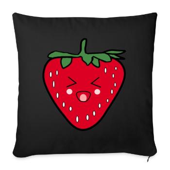 Cadeau de design de fraises d’été Kawaii - Housse de coussin décorative 45 x 45 cm - noir - Devant