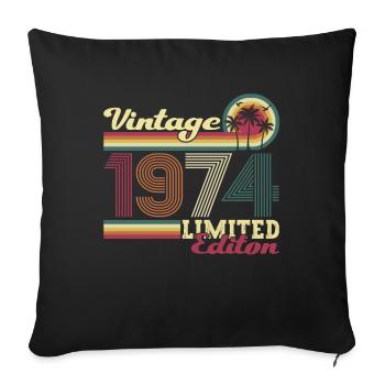Original vintage 1974 48th birthday gift - Sofa pillowcase 17,3'' x 17,3'' (45 x 45 cm) - black - Front