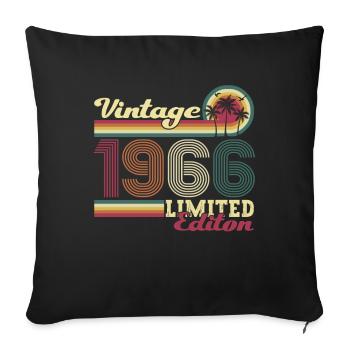 Cadeau original vintage 1966 56ème anniversaire - Housse de coussin décorative 45 x 45 cm - noir - Devant