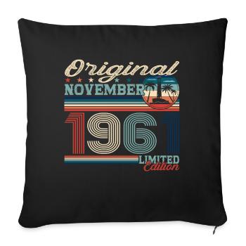 Original November 1961 61st birthday gift - Sofa pillowcase 17,3'' x 17,3'' (45 x 45 cm) - black - Front