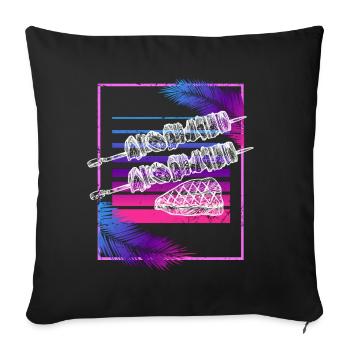 Vaporwave Barbecue Rétro BBQ Lover Kebab Skewer Gr - Housse de coussin décorative 45 x 45 cm - noir - Devant