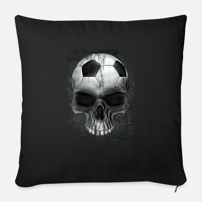 Fußballschädel - Sofakissenbezug 45 x 45 cm - Schwarz