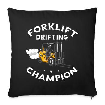 Warehouse drivers and warehouse workers for forklifts - Sofa pillowcase 17,3'' x 17,3'' (45 x 45 cm) - black - Front