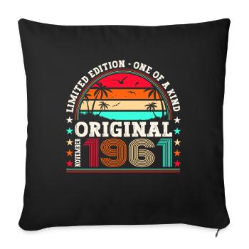 Original November 1961 61st birthday gift - Sofa pillowcase 17,3'' x 17,3'' (45 x 45 cm) - black - Front