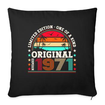 Original November 1971 51st birthday gift - Sofa pillowcase 17,3'' x 17,3'' (45 x 45 cm) - black - Front