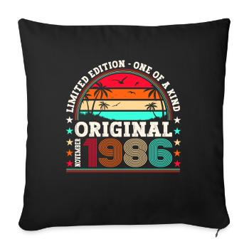 Original November 1986 36th Birthday Gift - Sofa pillowcase 17,3'' x 17,3'' (45 x 45 cm) - black - Front