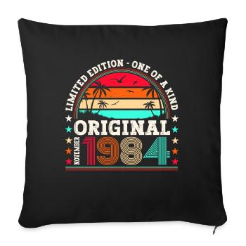 Original November 1984 38th Birthday Gift - Sofa pillowcase 17,3'' x 17,3'' (45 x 45 cm) - black - Front