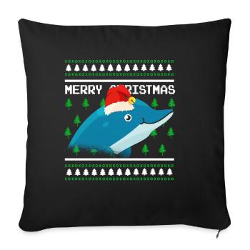 Ugly Christmas Sweater Christmas Dolphin - Sofa pillowcase 17,3'' x 17,3'' (45 x 45 cm) - black - Front