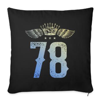 78 Number crown - Sofa pillowcase 17,3'' x 17,3'' (45 x 45 cm) - black - Front