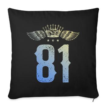 81 Number crown - Sofa pillowcase 17,3'' x 17,3'' (45 x 45 cm) - black - Front