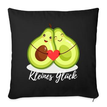 Kleines Glück - Werdende Eltern Avocado Familie - Sofakissenbezug 45 x 45 cm - Schwarz - Vorne