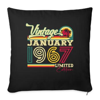 Né en 1967 Janvier 56e anniversaire Homme cadeau - Housse de coussin décorative 45 x 45 cm - noir - Devant