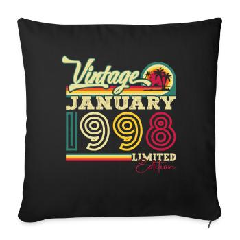 Né le 25 janvier 1998 Homme cadeau - Housse de coussin décorative 45 x 45 cm - noir - Devant