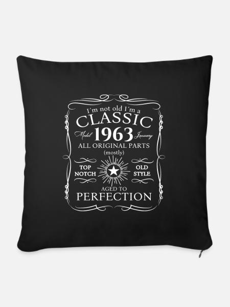 Jahrgang 1963 Januar 60. Geburtstag Geschenk Mann - Sofakissenbezug 45 x 45 cm - Schwarz