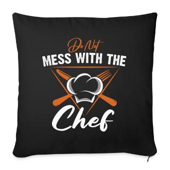 Chef Chef Chef Cuisine Drôle de dicton - Housse de coussin décorative 45 x 45 cm - noir - Devant