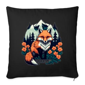Fox Japan Cherry Blossom Flower Japanese Retro - Sofa pillowcase 17,3'' x 17,3'' (45 x 45 cm) - black - Front