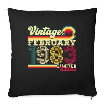 Born 1983 February 40th birthday gift man - Sofa pillowcase 17,3'' x 17,3'' (45 x 45 cm) - black - Front
