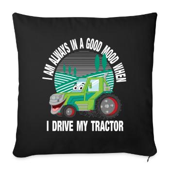 Je conduis ma ferme de tracteurs de dessins animés - Housse de coussin décorative 45 x 45 cm - noir - Devant
