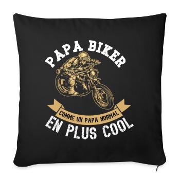 papa biker - Housse de coussin décorative 45 x 45 cm - noir - Devant