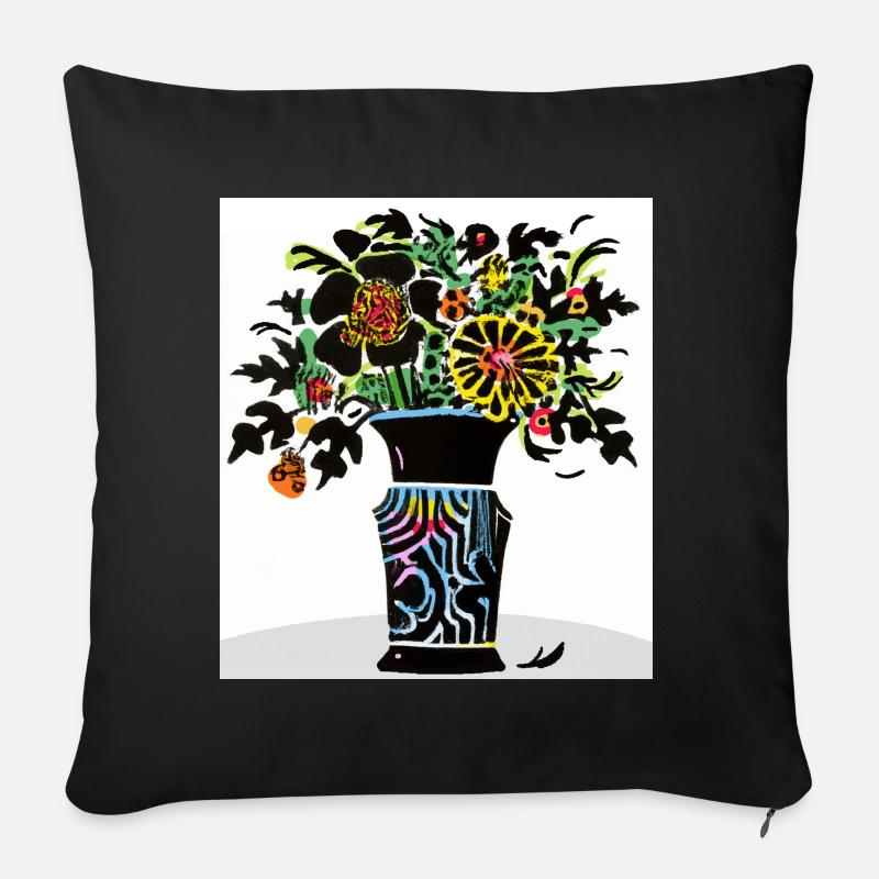 bouquet coloré de fleurs - Housse de coussin décorative 45 x 45 cm - noir