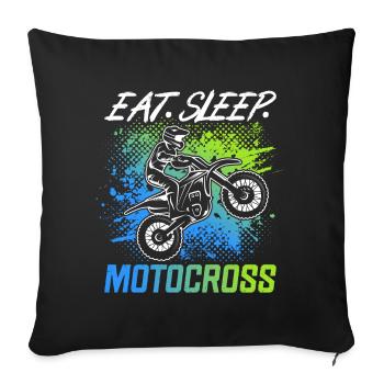 Moto Motocycliste Eat Sleep Motocross - Housse de coussin décorative 45 x 45 cm - noir - Devant