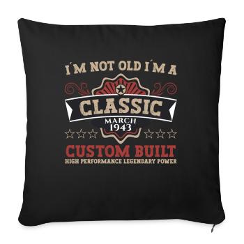 80e anniversaire homme Mars Né en 1943 Classique - Housse de coussin décorative 45 x 45 cm - noir - Devant