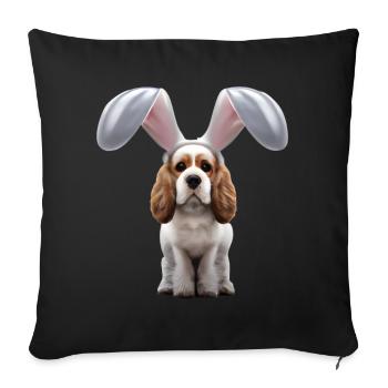 Cocker Spaniel anglais avec oreilles de lapin - Housse de coussin décorative 45 x 45 cm - noir - Devant