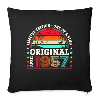 66th birthday Mann Original April Born 1957 - Sofa pillowcase 17,3'' x 17,3'' (45 x 45 cm) - black - Front