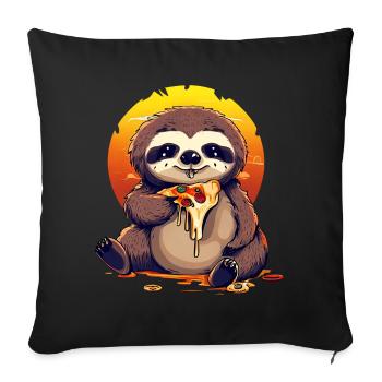 Pizza paresseux au coucher du soleil - Housse de coussin décorative 45 x 45 cm - noir - Devant