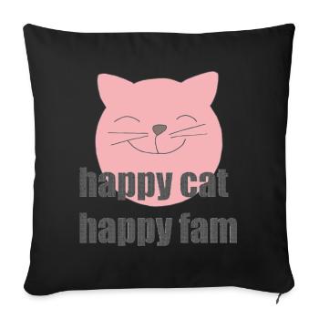 Chat heureux - Housse de coussin décorative 45 x 45 cm - noir - Devant