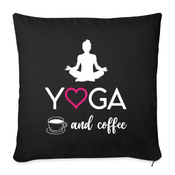 Yoga and Coffee - Sofa pillowcase 17,3'' x 17,3'' (45 x 45 cm) - black - Front