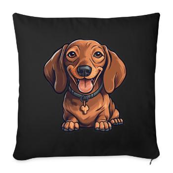 Dachshund Teckel Dog Breed Illustration Puppy Picture - Sofa pillowcase 17,3'' x 17,3'' (45 x 45 cm) - black - Front