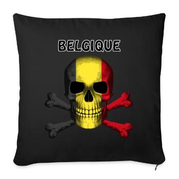 Skull Jolly Roger Pirate Flag Belgique R6Z - Sofa pillowcase 17,3'' x 17,3'' (45 x 45 cm) - black - Front