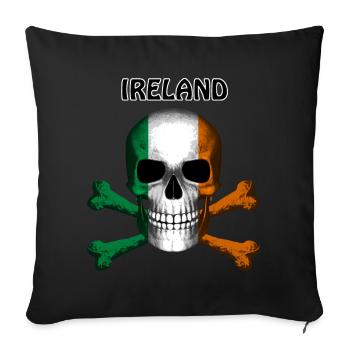 Skull Jolly Roger Pirate Flag Irlande R6Z - Housse de coussin décorative 45 x 45 cm - noir - Devant