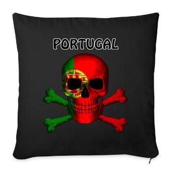 Crâne Jolly Roger Pirate Flag Portugal R6Z - Housse de coussin décorative 45 x 45 cm - noir - Devant