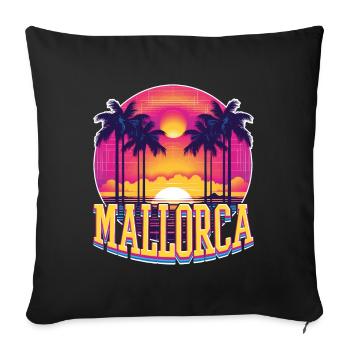 Mallorca Spanien Insel Sommer Palmen Strand Party - Sofakissenbezug 45 x 45 cm - Schwarz - Vorne