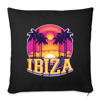 Ibiza, Espagne, Île, Eté, Palmiers, Plage, Fête - Housse de coussin décorative 45 x 45 cm - noir - Devant
