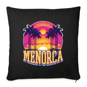 Minorque, Espagne, été, soleil, plage, mer, palmiers - Housse de coussin décorative 45 x 45 cm - noir - Devant