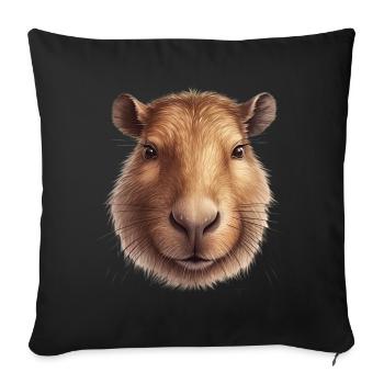 Capybara Wasserschwein retro Nagetier Tier lustig - Sofakissenbezug 45 x 45 cm - Schwarz - Vorne