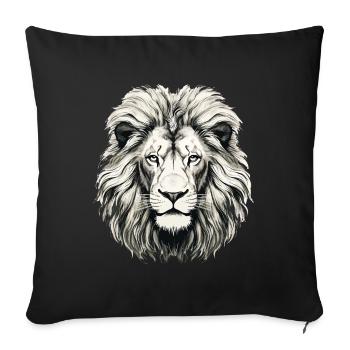 Lion Lion Head Black & White Drawn Art - Sofa pillowcase 17,3'' x 17,3'' (45 x 45 cm) - black - Front