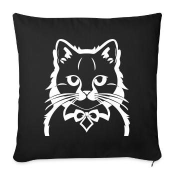 Lustige Katzensilhouette Freche Spaßkatzen - Sofakissenbezug 45 x 45 cm - Schwarz - Vorne