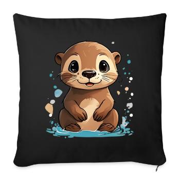 Bébé Loutre - Housse de coussin décorative 45 x 45 cm - noir - Devant