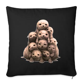 Joints Sceau - Housse de coussin décorative 45 x 45 cm - noir - Devant