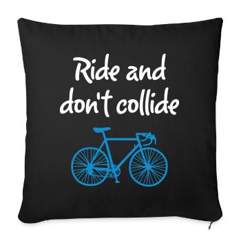 Ride Collide Roue Cool Dictons Anglais Vélo - Housse de coussin décorative 45 x 45 cm - noir - Devant