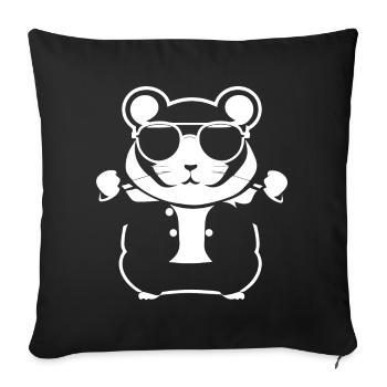 Hamster drôle avec des lunettes de soleil Hamsters - Housse de coussin décorative 45 x 45 cm - noir - Devant