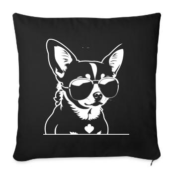 Chihuahua drôle portant des lunettes de soleil Chihuahuas - Housse de coussin décorative 45 x 45 cm - noir - Devant
